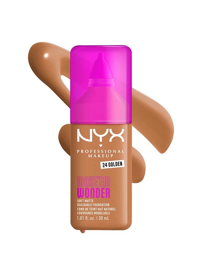 NYX PROFESSIONAL MAKEUP Make 'EM Wonder, 24H Soft Matte Foundation, Undetectable  Finish, Golden - Image 1